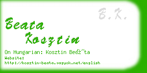 beata kosztin business card